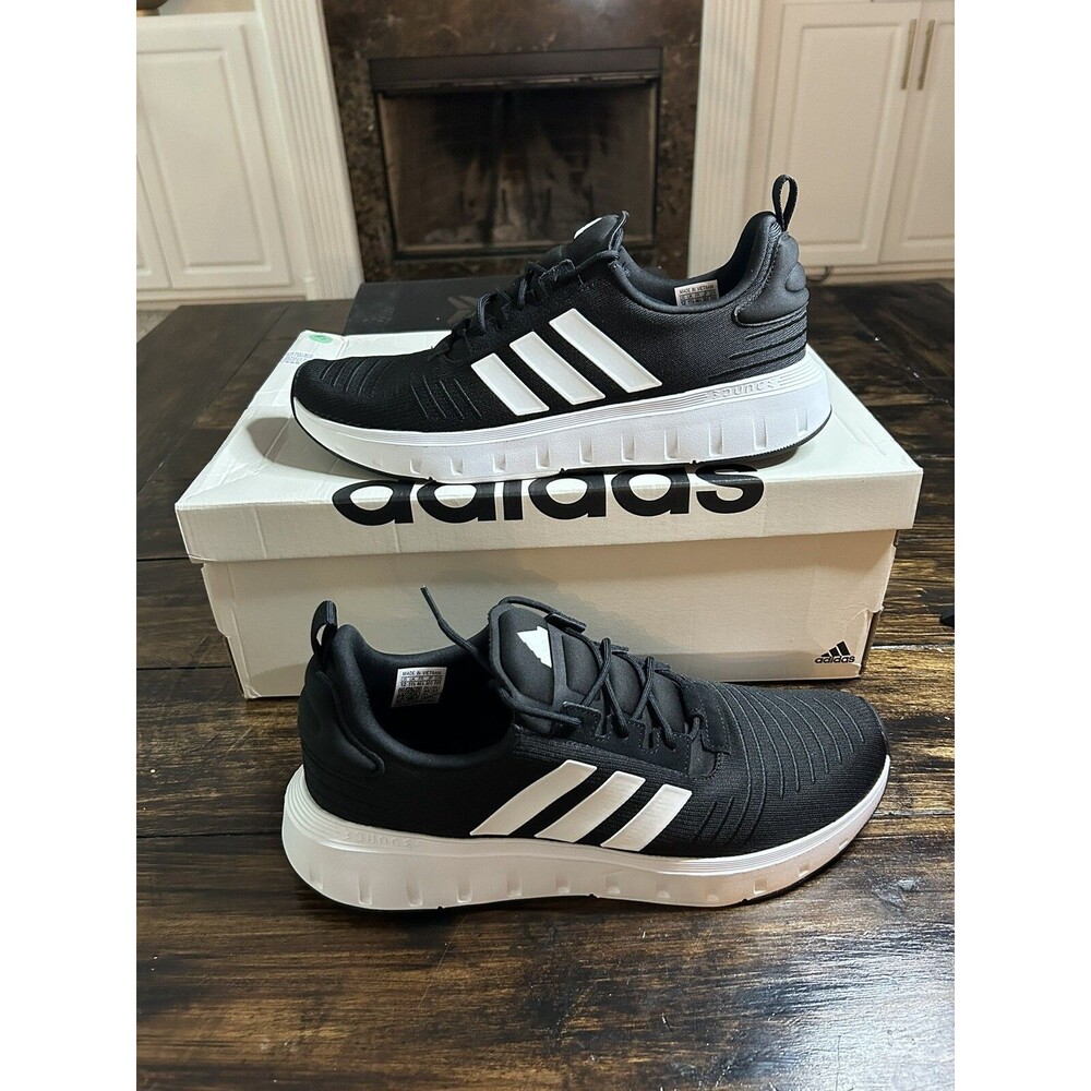 Adidas Mens Swift Run 23 Running Shoes Black White Sneakers ID4981 Size 10.5